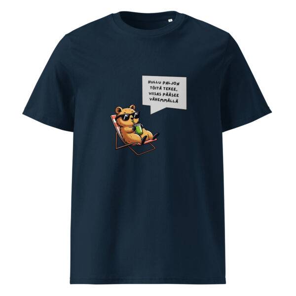 Hullu paljon töitä tekee t-paita luomu unisex french navy