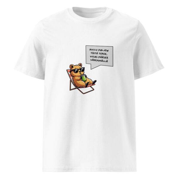 Hullu paljon töitä tekee t-paita luomu unisex white