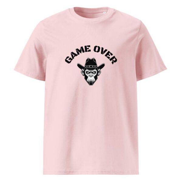 Game over digitaalinen apina t-paita unisex luomu cotton pink