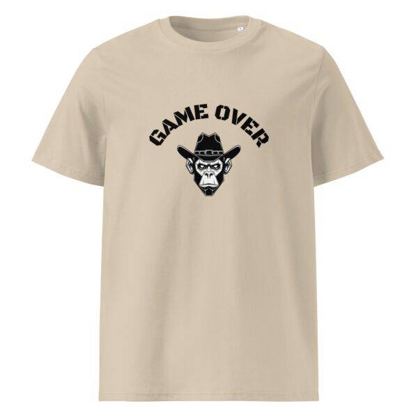 Game over digitaalinen apina t-paita unisex luomu desert dust