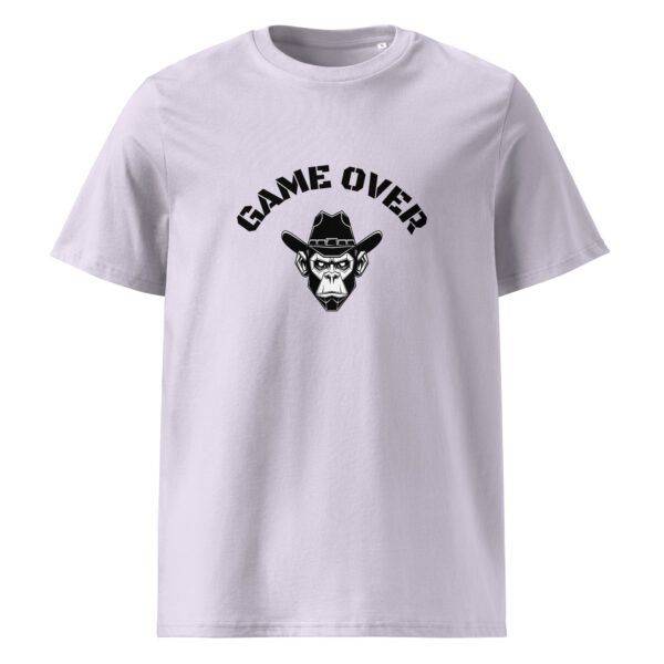 Game over digitaalinen apina t-paita unisex luomu lavender