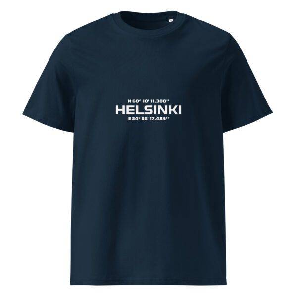 Helsinki koordinaatit t-paita luomu unisex french navy