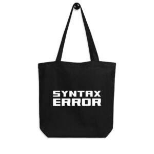 Syntax error tote bag luomu musta