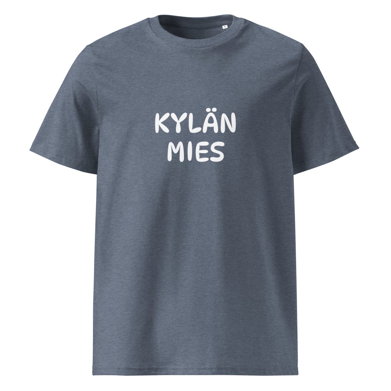 Kylän mies t-paita luomu unisex dark heather blue