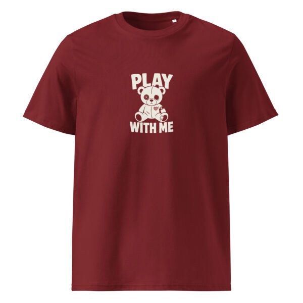 Play with me t-paita luomu unisex burgundy