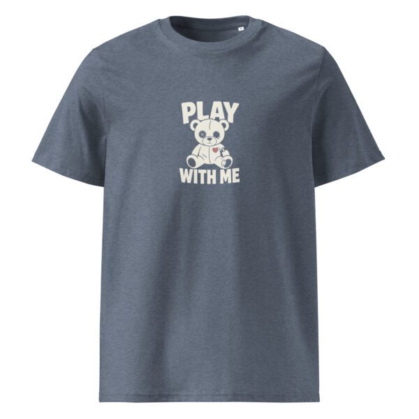 Play with me t-paita luomu unisex dark heather blue